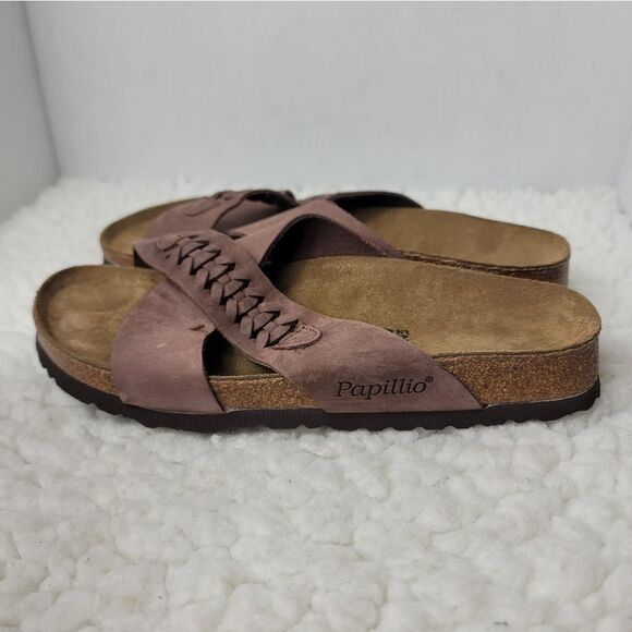 Birkenstock Papillio Daytona Womens Slip Sz 10 Brown Leather Crossover Strap - Picture 3 of 10